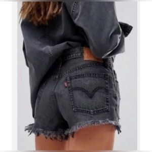 Levi's Black Washed Denim Cutoff Jean Shorts